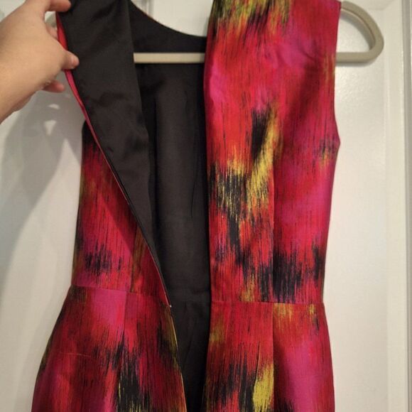 Michael Kors Womens Sheath Dress Pink Abstract Jewel Neck Sleeveless Tailored‎ - Picture 4 of 10